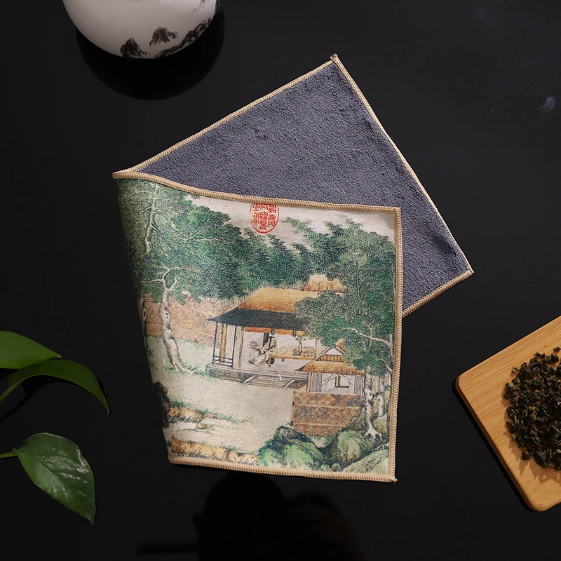 Китайское окрашенное чайное полотенце впитывающая тряпка утолщенная ткань для