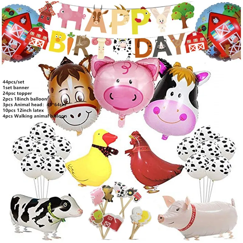 44 шт. Топпер для торта в виде фермерских животных корова свинка баннер лошадь Лев