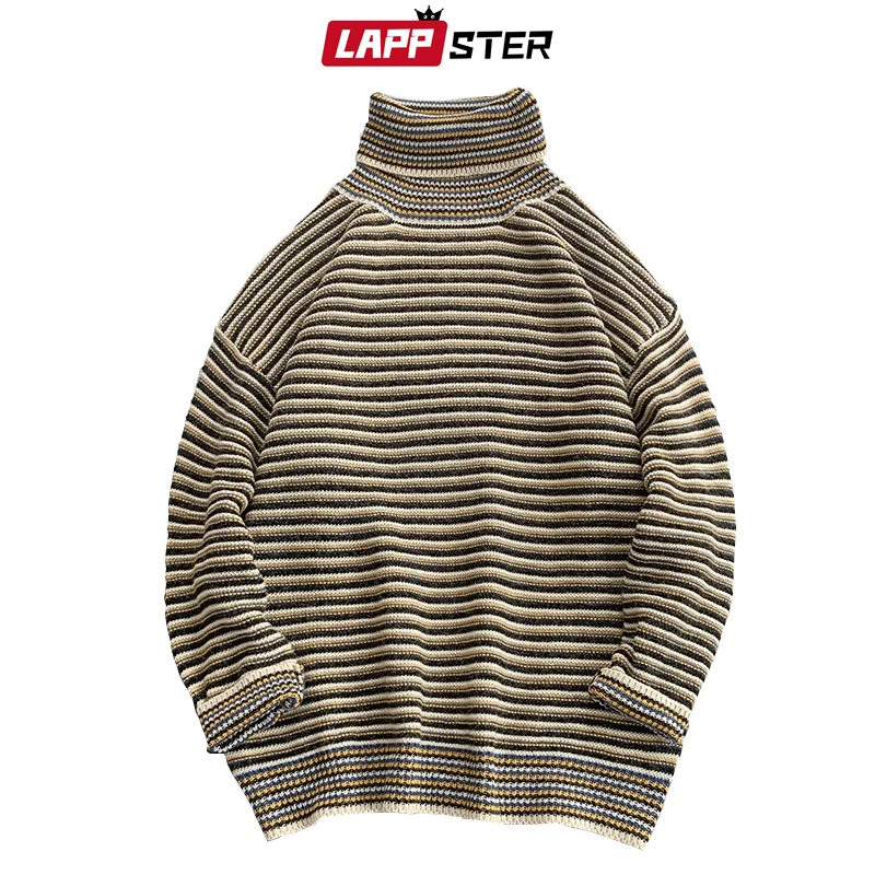 Мужской полосатый свитер LAPPSTER корейский пуловер большого размера в стиле