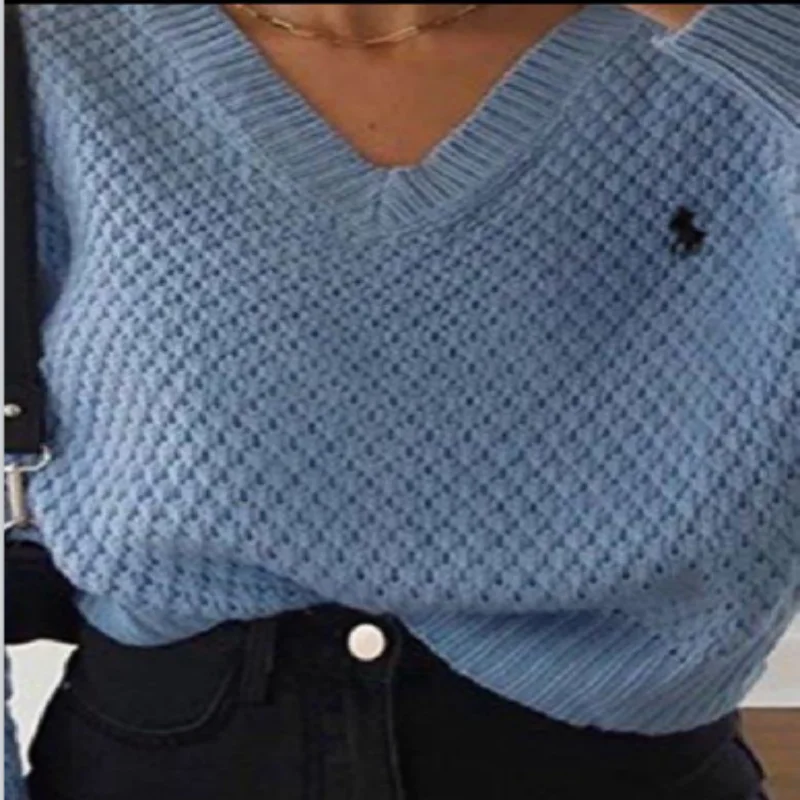 

2021 New Pullovers Fashion Women Autumn Sweaters Solid V-Neck Loose Casual Daily Basic Womens Knitted Sweaters Women Clothing
