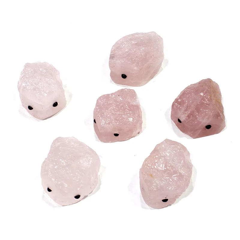 

1 Piece Natural Rose Quartz Crystal Hedgehog Craft Ornament