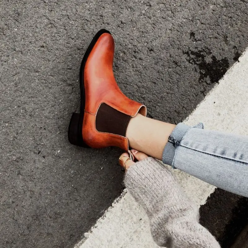 

KemeKiss Women Flat Heel Short Boots Real Leather Round Toe Ankle Boots Fashion Women Shoes Daily Women Footwear Size 34-40