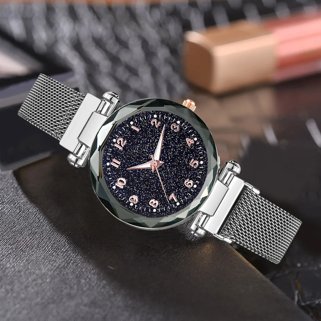 Роскошные женские часы со звездным светящимся циферблатом Дамские Кварцевые из