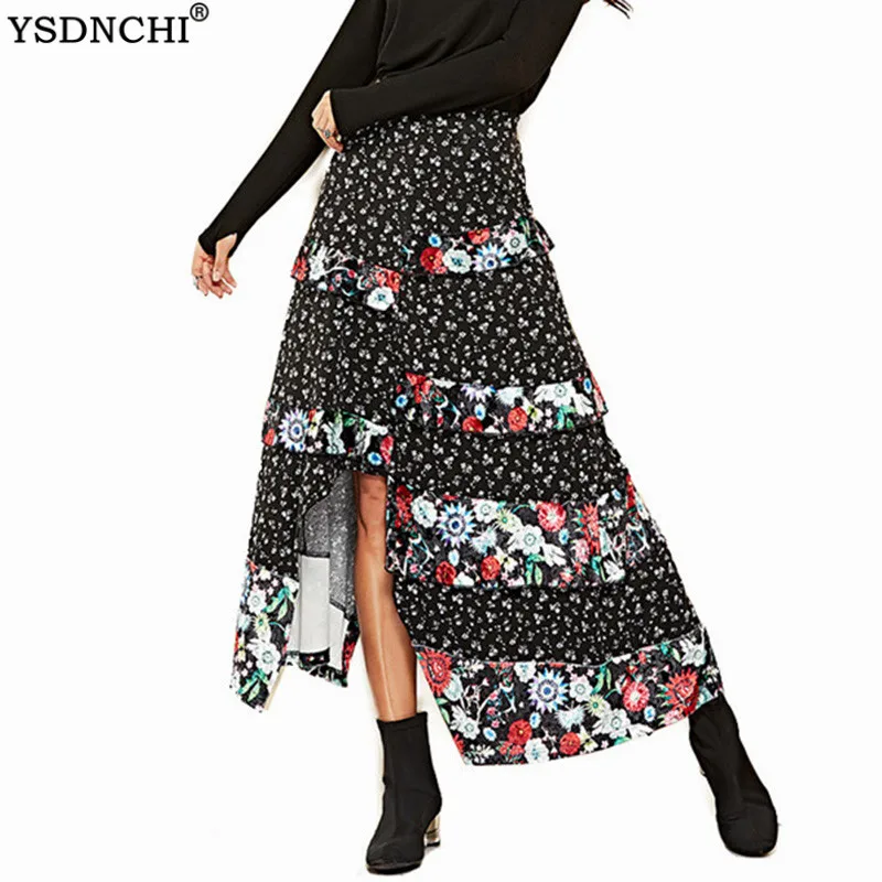 

Юбка YSDNCHI Женская Асимметричная с разрезом, элегантная пикантная Асимметричная модная Макси-юбка с принтом в стиле бохо, весна-лето