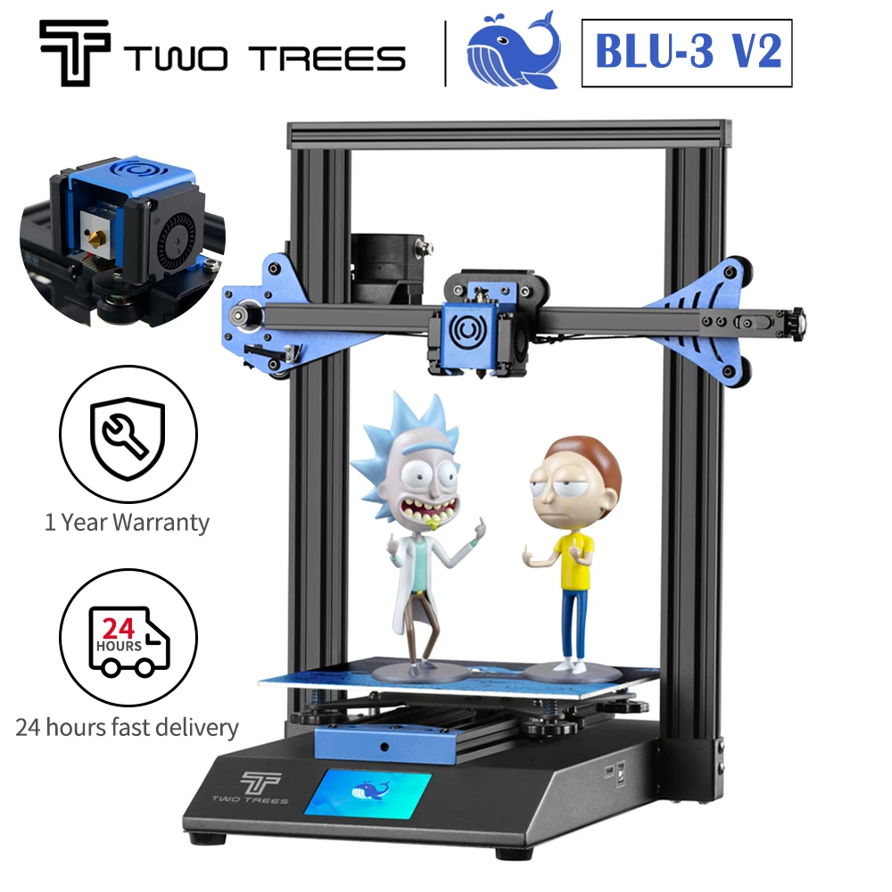 Twotrees Blu-3 3D Printer Blu 3 DIY 3D Printing Kit Silent Driver TMC2225 Dual Drive Extruder Prusa i3 Robin Nano Motherboard