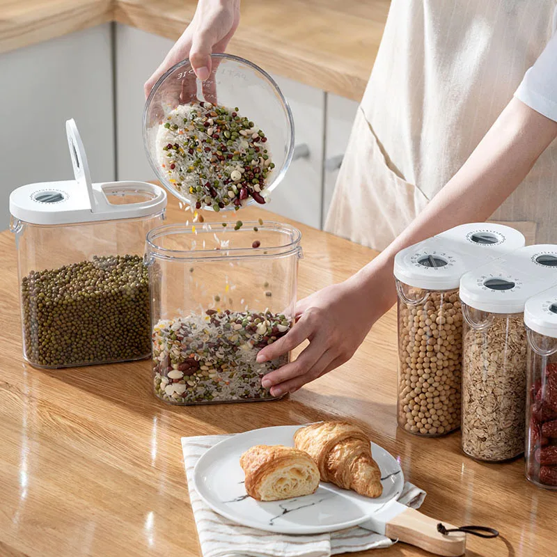 

1200ML Rotating Food Storage Box with Memory Transparent Multi-grain Flour Storage Tank Cereals Rice Dispenser Kitchen Container