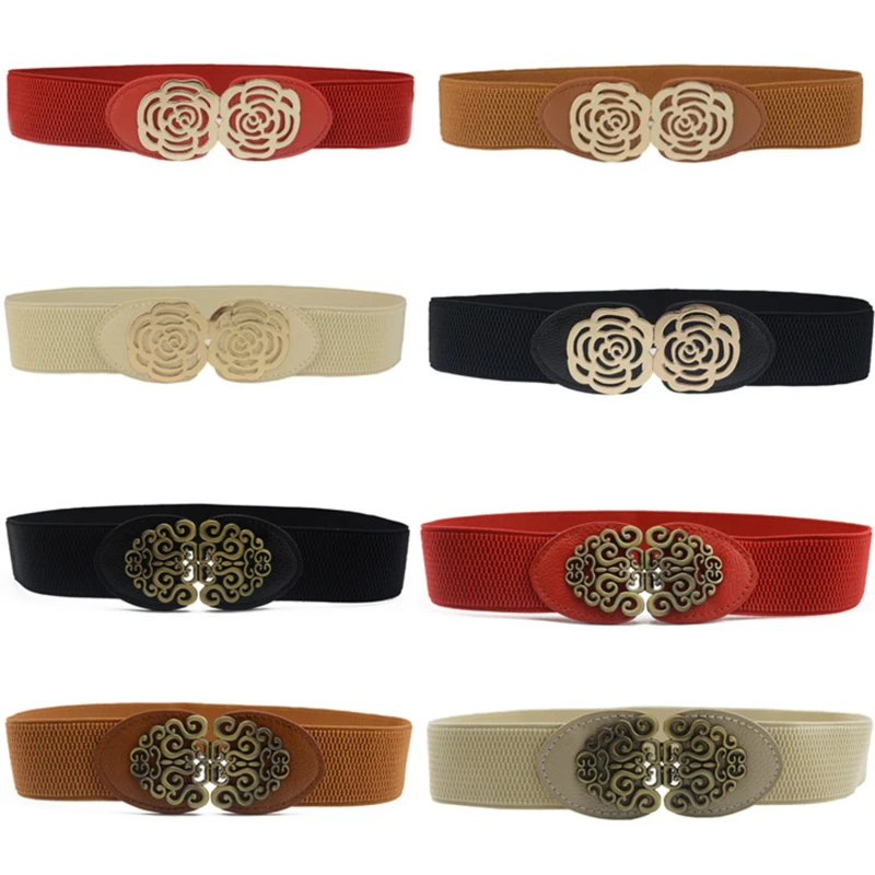 

2021 Fashion Women Wide Waist Elastic Stretch Belt Cinch Lady Cummerband Plus Size Girls Waistband Seal Belt