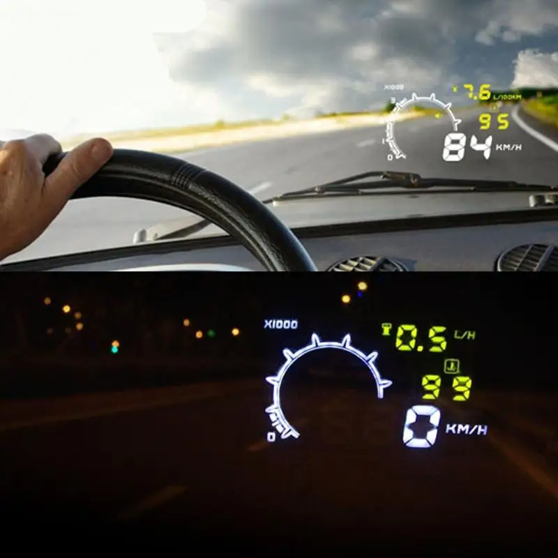 Автомобильный дисплей HUD с поворотным дисплеем, сигнальная система с скоростным расстоянием, проекционный дисплей, помогает новичкам управлять, избегайте превышения скорости, проекционный дисплей