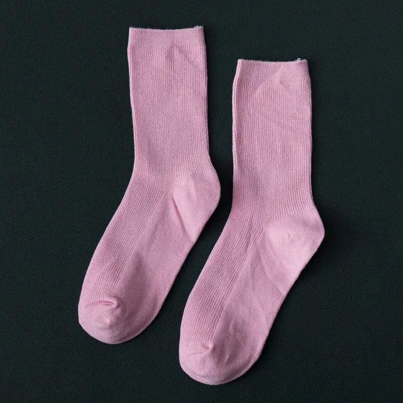 light pink Женские носки ярких цветов, уличные, Харадзюку, скейтборд, женские забавные носки, одноцветные, флуоресцентные, студенческие, спортивные, модные, женские носки до середины голени - Цвет: light pink