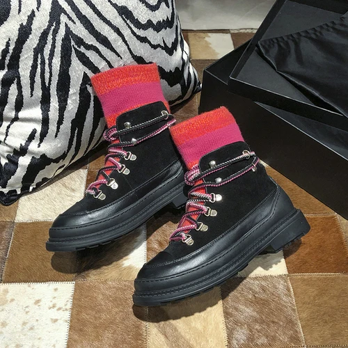 Black red RY-RELAA женские кроссовки; коллекция года; модная женская дизайнерская обувь; кроссовки на танкетке; женская обувь из натуральной кожи; повседневная женская обувь - Цвет: Black red