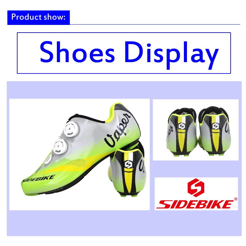 spesifikasi Sepatu Bersepeda Serat Karbon SIDEBIKE Sneakers Golok Sepeda Jalanan Berpengunci Otomatis Sepatu Olahraga Berkendara Sepeda Luar Ruangan Ringan