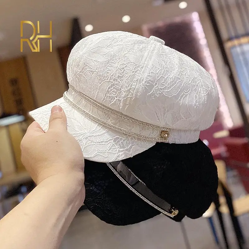 Новинка 2020 тонкая восьмиугольная кепка с вышивкой Женская мода весна лето