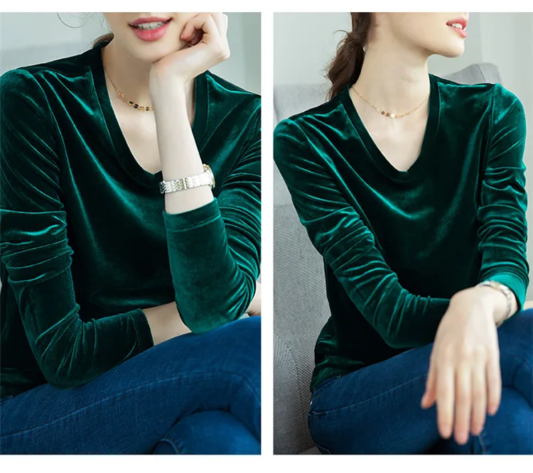 Женская осенняя и зимняя офисная велюровая блузка blusas Элегантная Повседневная Блузка Топы Плюс Размер бархатные рубашки 5XL 6XL 7XL