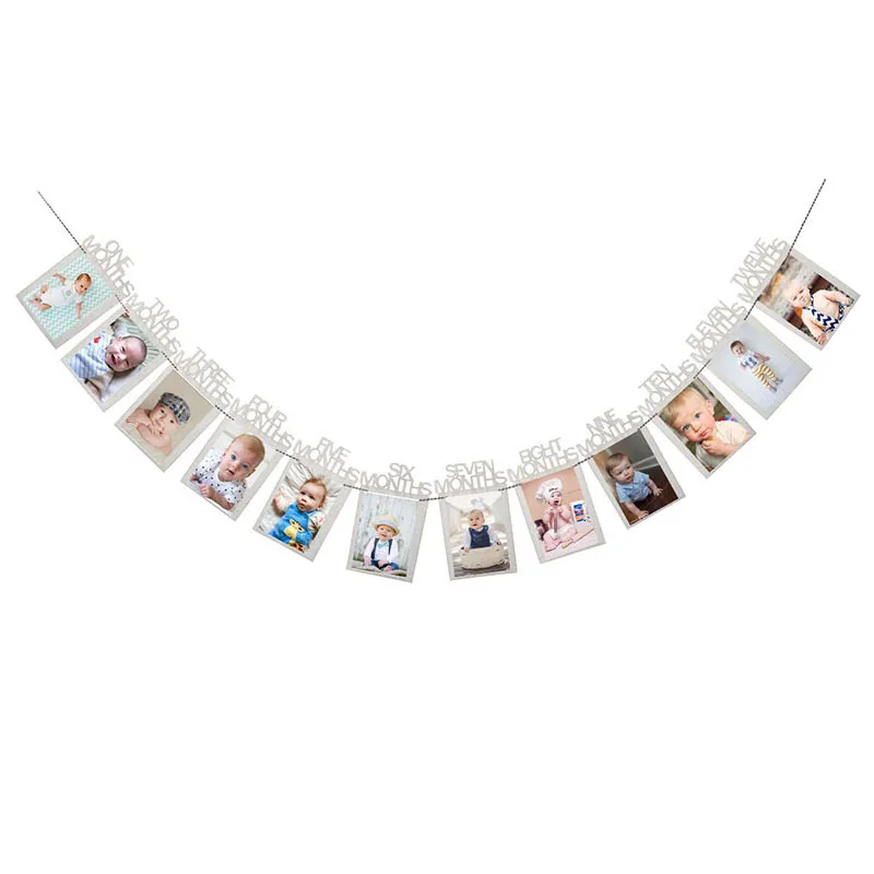 silver photo banner Первый день рождения розовый воздушный шар "Конфетти" баннеры-Декорации для вечеринки звезда гирлянда для маленьких детей мальчик девочка мой 1-й один 1 год поставки - Цвет: silver photo banner