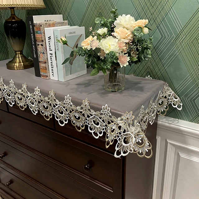 table cloth rectangle europe coffee embroidered lace tv cabinet shopbox table cover tablecloth fabric long strip dust cover free global shipping