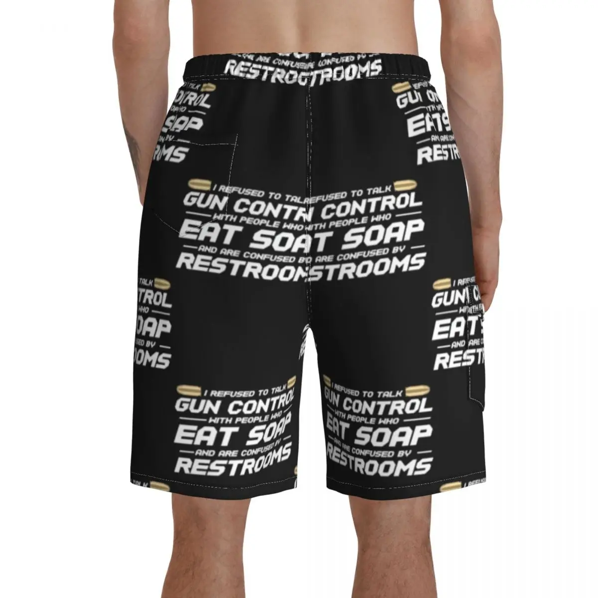 

Gun Board Shorts Beach Swimming Trunks Polyester Funny Men Swim Trunks