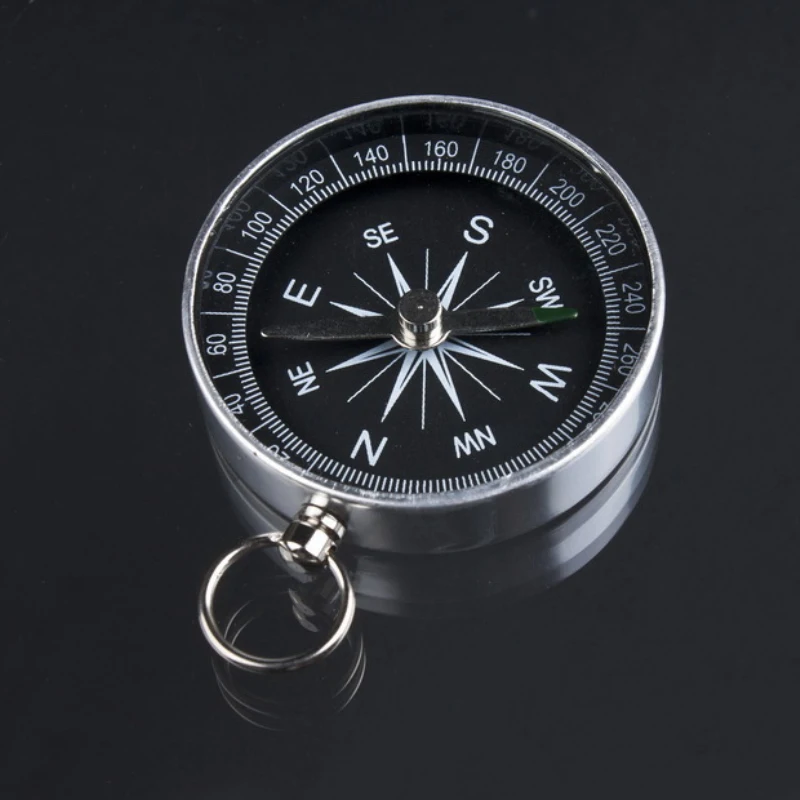 

New High Quality Mini Pocket Compass Switch Lightweight Aluminum Compass Key Chain Metal Gift For Camping Mountaineering Outdoor