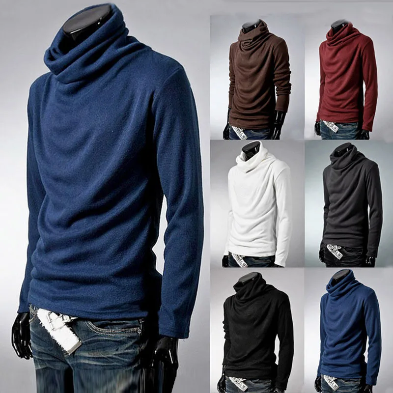 

2021 Winter New Men's Turtleneck Sweaters Solid Color Fashion Knitted Pullovers Men Casual Sweater Male Autumn Knitwear MY278