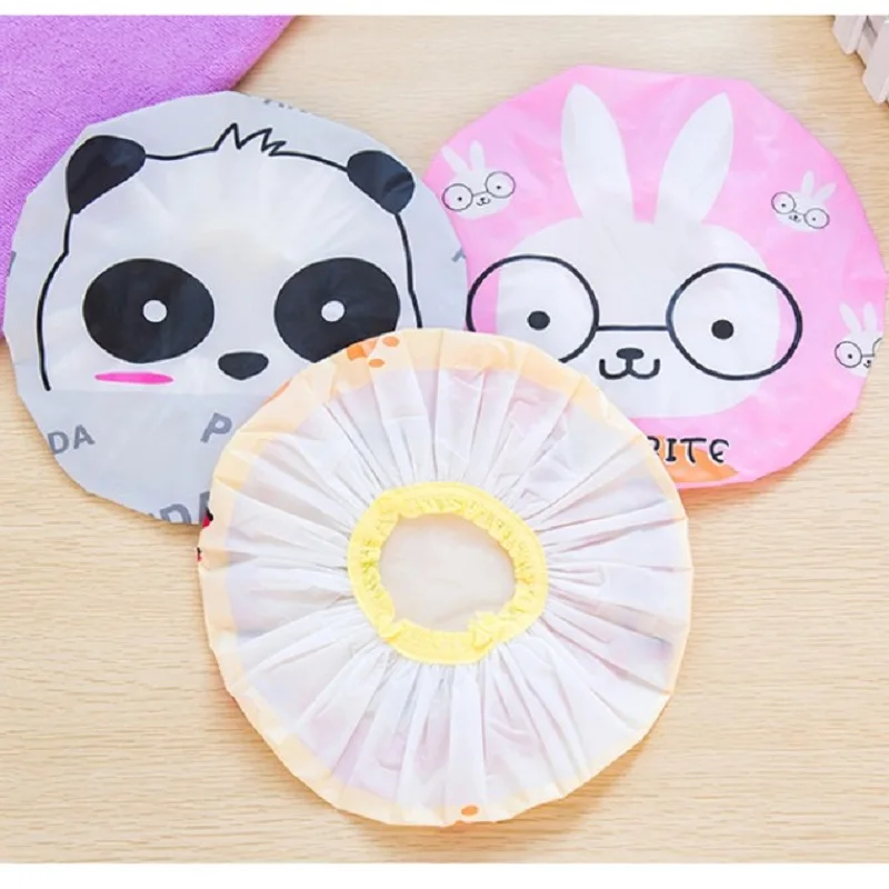 Мультяшная детская шапочка для душа с животными волос из ПВХ многоразовая сауна