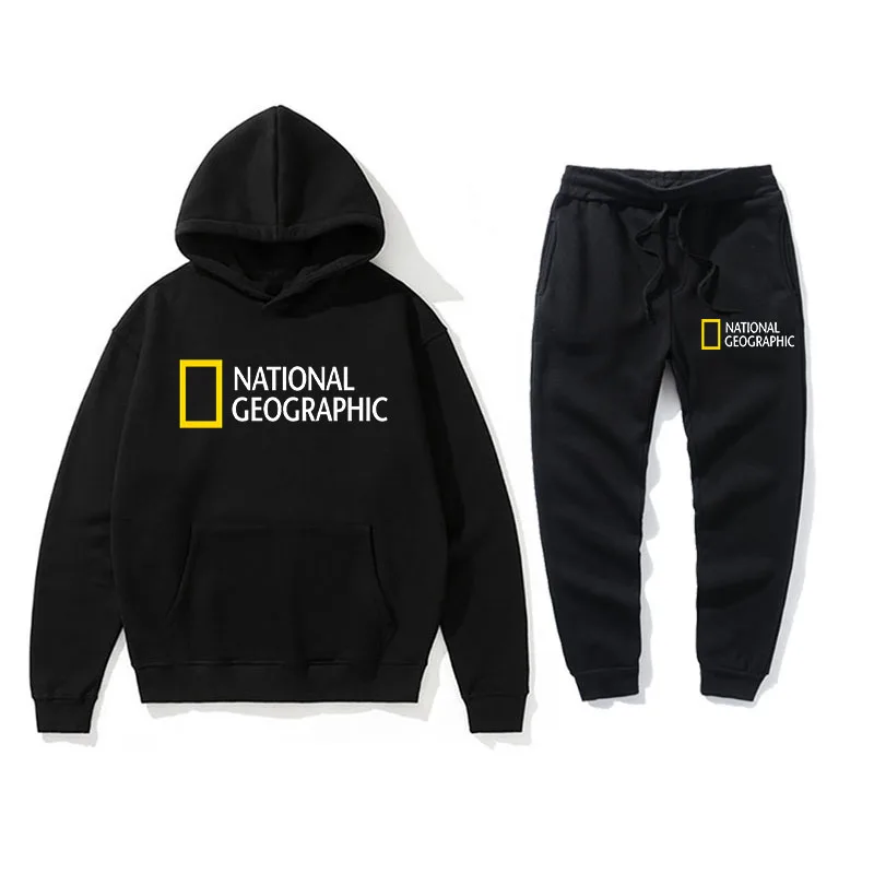 

2021 New Men's National Geographic Color Printed Font Sportswear Jumper Wool Hoodie + Tracksuit Jogging Men's Jumper Sweatshirt