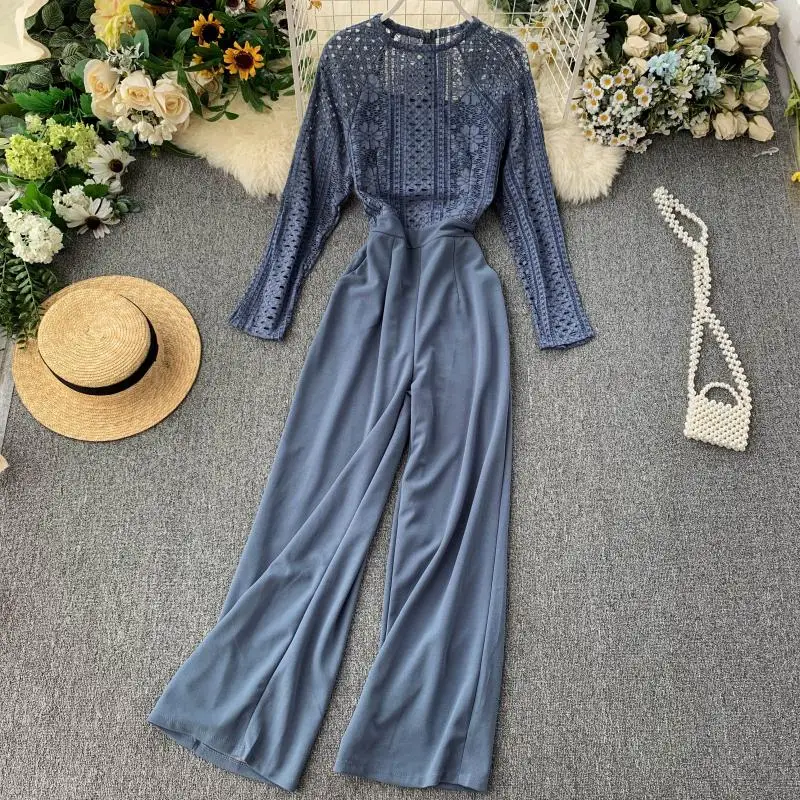 MUMUZI сексуальные перспективные кружевные шовные комбинезоны с длинными рукавами