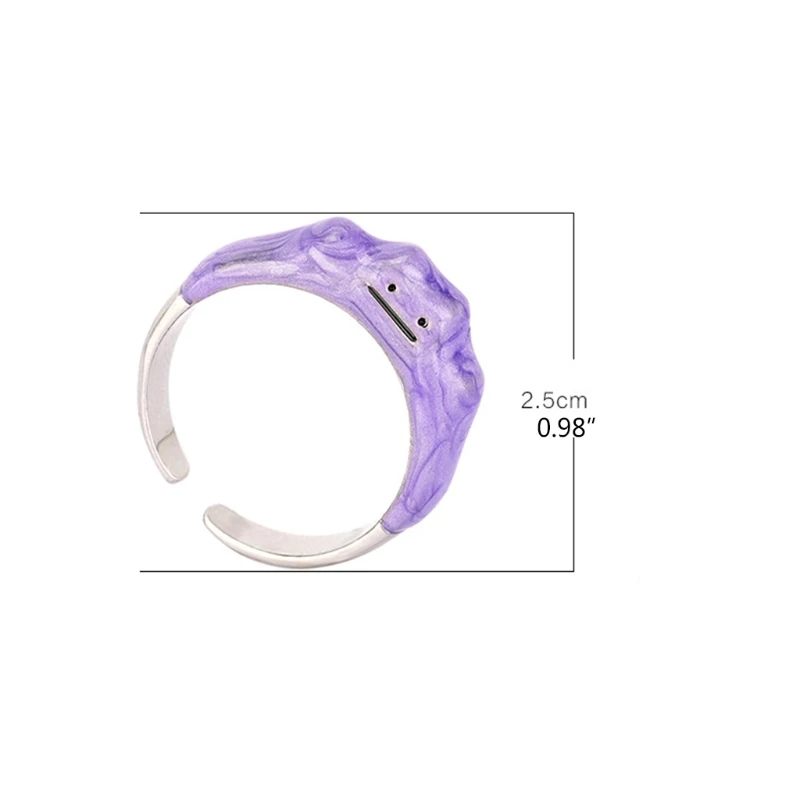 

Pocket Monsters Funny Monsters Open Rings Dripping Oil Purple Cute Women's Ring Design Smile Fashion Ring Jewelry
