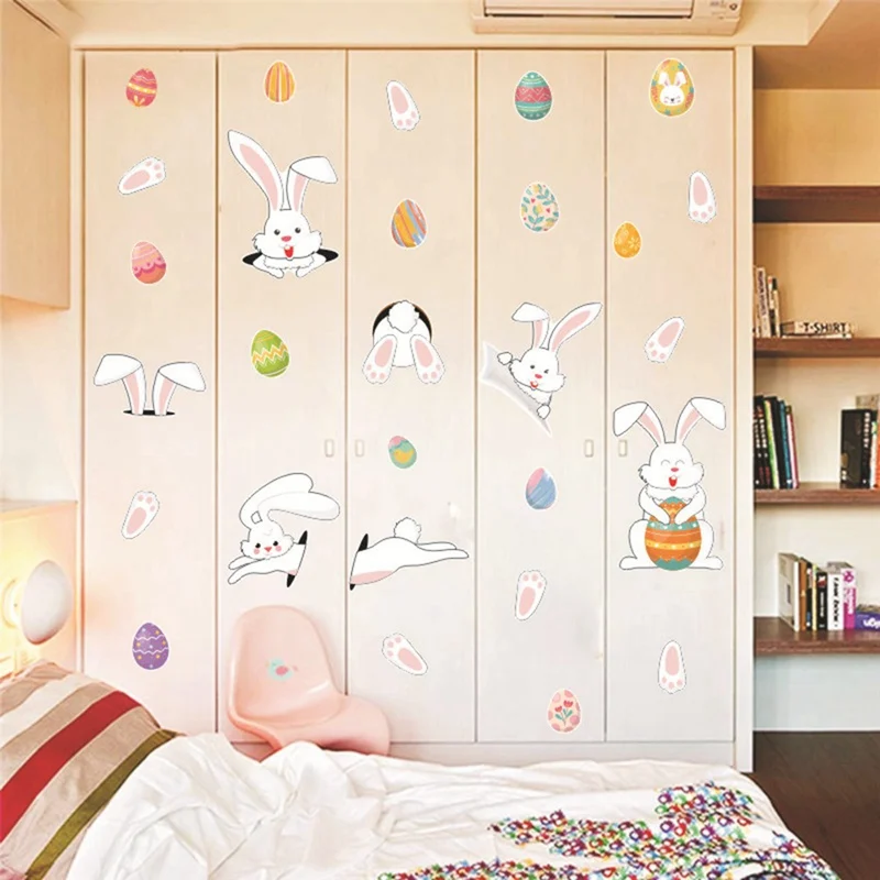 Новейшие Мультяшные пасхальные яйца кролик комбинированный узор стикер на стену