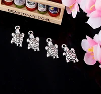 antique silver color 20pcs zinc alloy tortoise shaped metal pendant charms for jewelry making handmade diy earring accessories