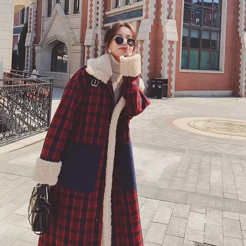 Женское зимнее пальто-поло с воротником из овечьей шерсти хлопковое пальто в