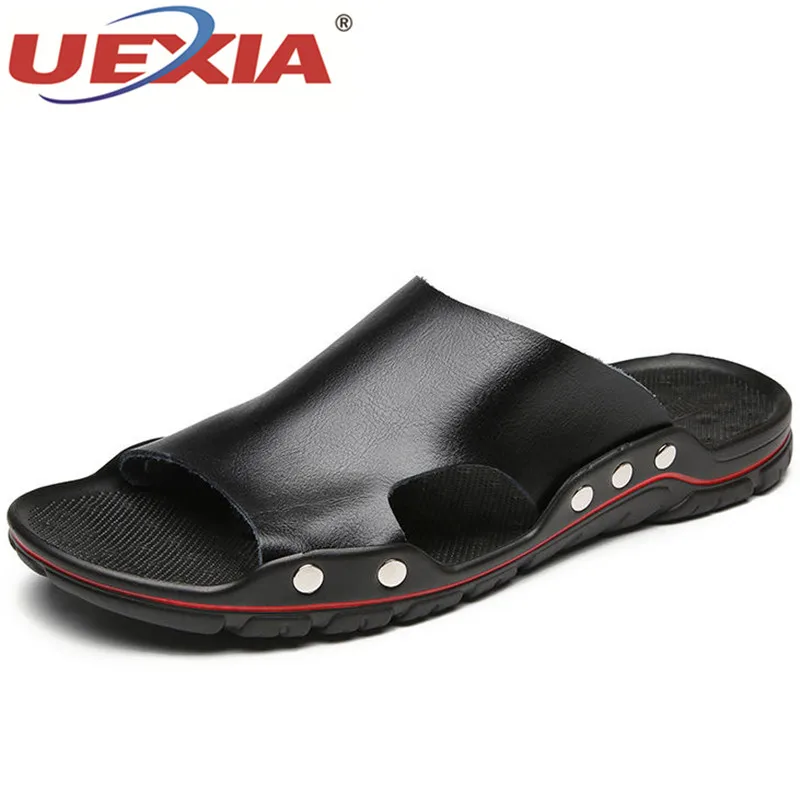 

Дизайнерские шлепанцы, мужские летние, 2021, новые, модные, пляжные шлепанцы, нескользящая кожаная однотонная обувь, уличные, пляжные, классич...