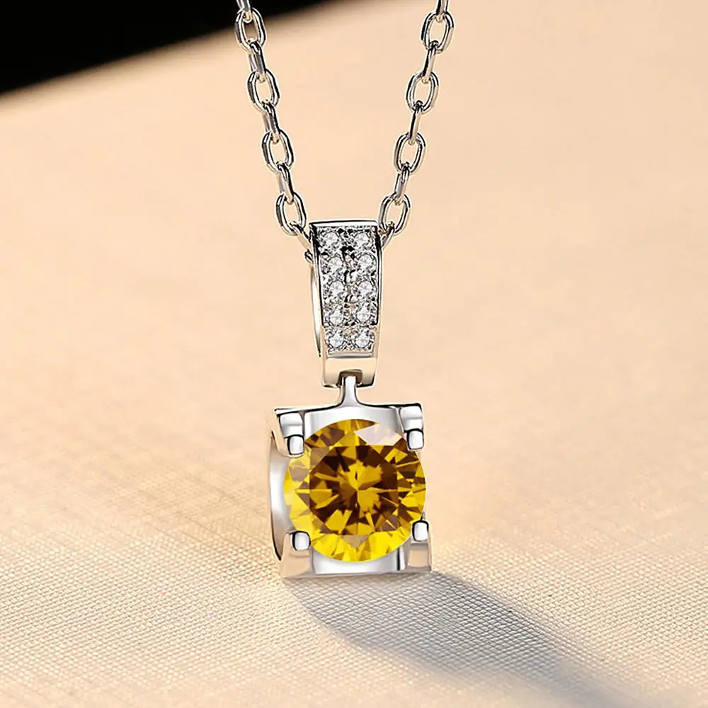 

Fashion white gold silver choker 8 colors crystal zircon diamond gemstones pendant necklaces women jewelry bijoux birthday gifts