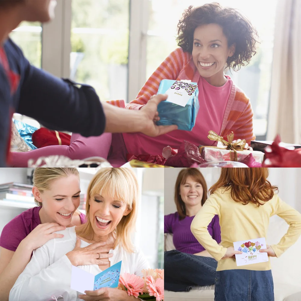 

UNOMOR 24 Fun Stylish Designs Gold Stamp Birthday Kits with 26 Envelopes