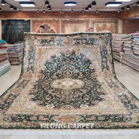 10x14 large persian silk rugs classic oriental emerald handmade home silk carpet tj250a