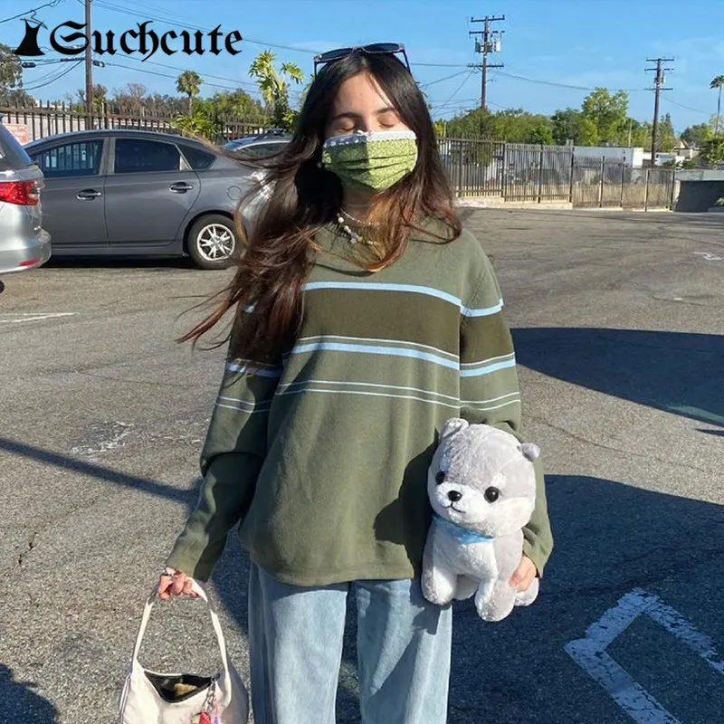 

Свитер женский трикотажный в полоску, с длинным рукавом