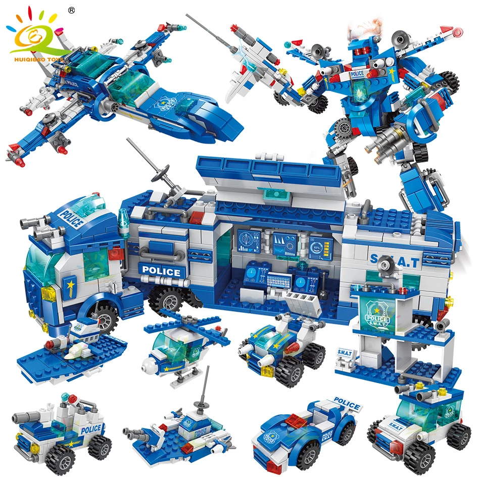 HUIQIBAO SWAT полицейский участок грузовик машина строительные блоки городской