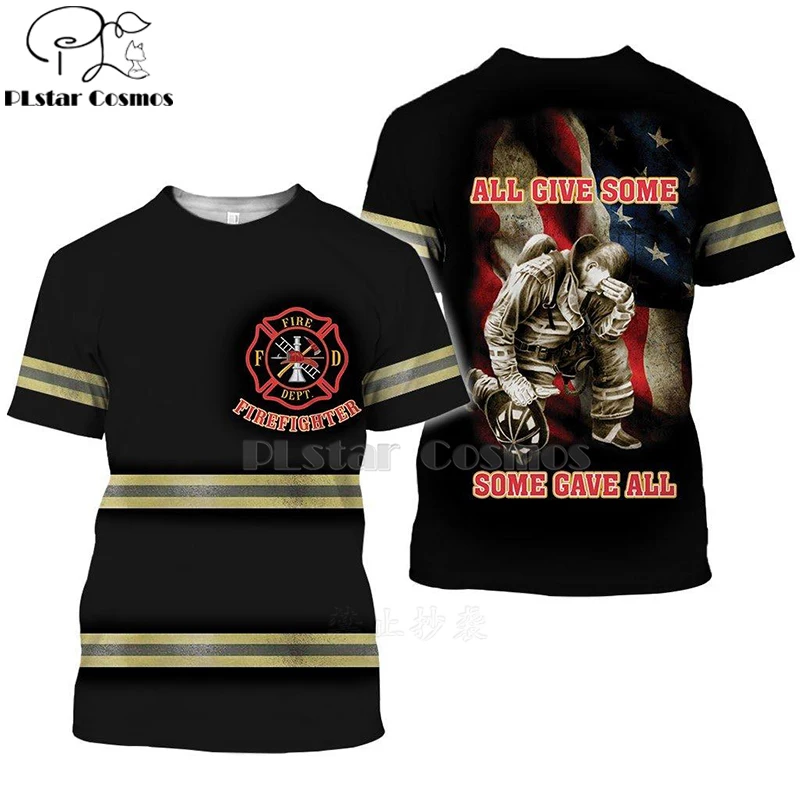 2020 Новая мода для мужчин с капюшоном 3D принтом пожарный пожарных футболка