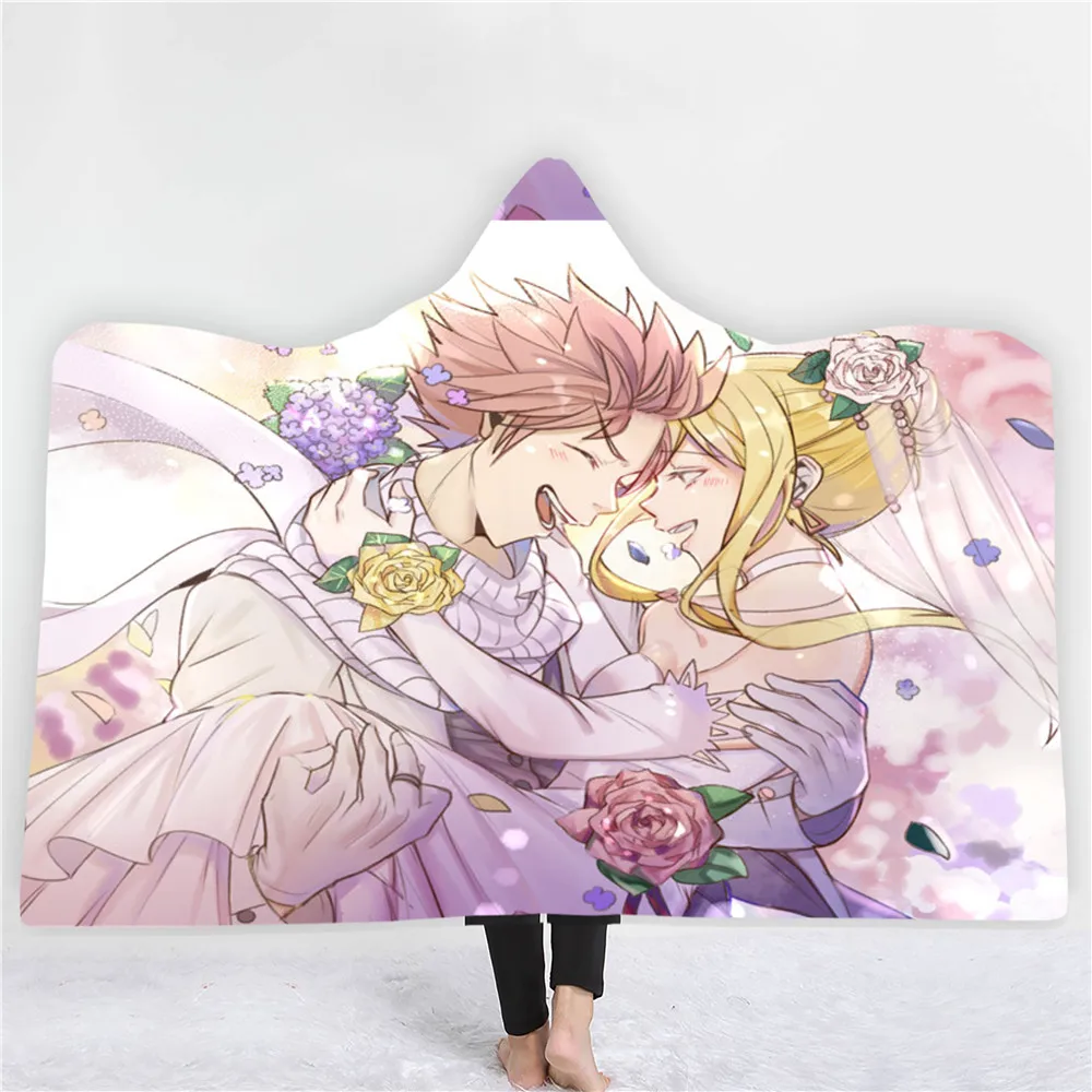 Fairy Tail Blanket 3D Printing Hooded Fleece Cartoon Animal Throw Travel Picnic Wearable | Дом и сад