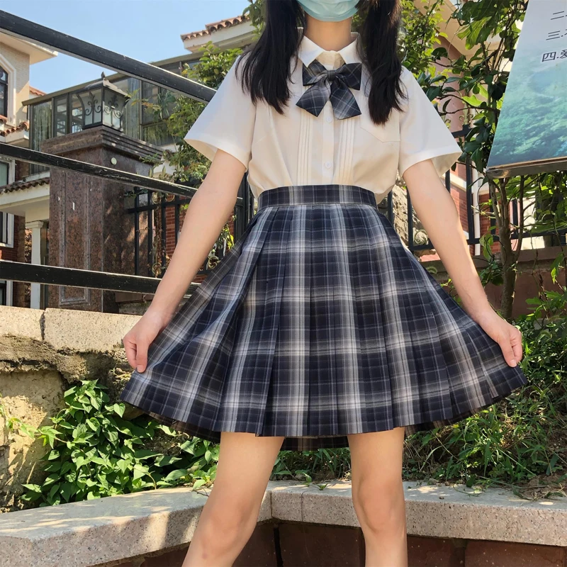 

Summer Women Black Pleated Skirt Kawaii Plaid Skirts For Girls Cute Japanese School Ladies Fashion High Waist Mini Skirt Shorts