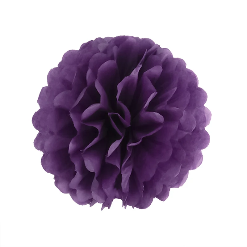 WEIGAO 5 шт. 10/20/30 см ткани Бумага Pom Poms День рождения фон Бумага помпонами цветы Свадебные украшения Baby Shower Декор - Цвет: Dark Purple