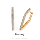 Простые медные серьги-гвоздики Harong из розового золота с большим количеством Кристаллов Гламурная эстетика серьги-клипсы ювелирные изделия подарок для женщин и девушек вечеринка