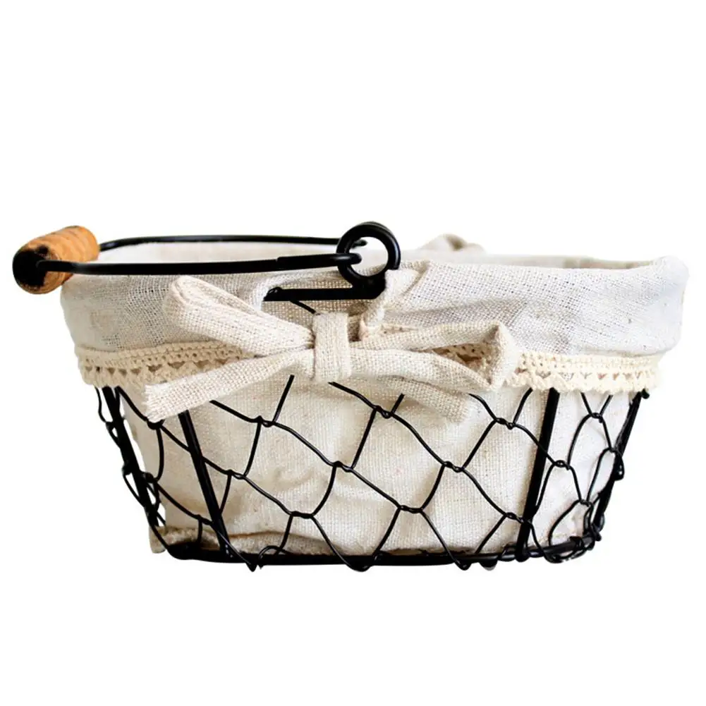 Железный арт проволочная корзина для хранения мелочей Настольный продуктовый