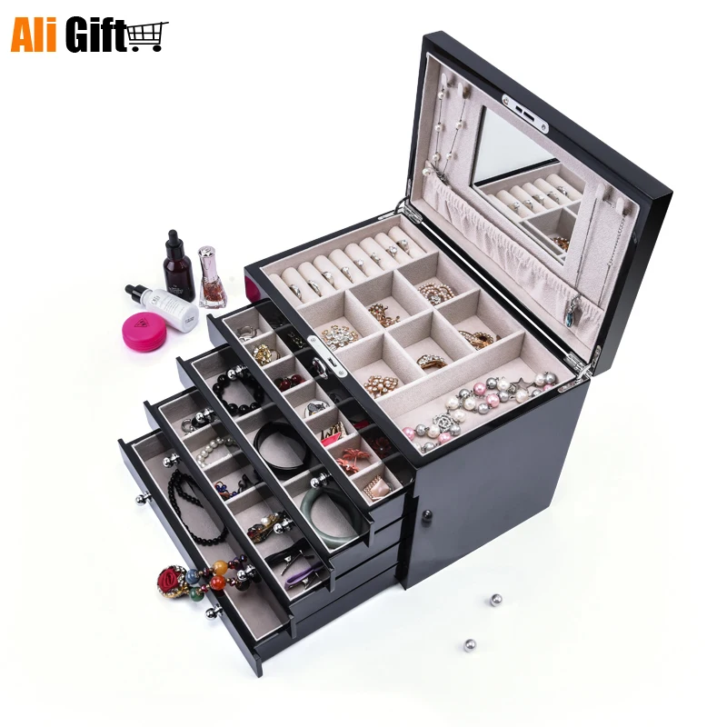 Шкатулка для украшения пианино, Женская шкатулка для хранения ювелирных изделий из массива дерева, в европейском стиле, Высококачественная шкатулка для драгоценностей