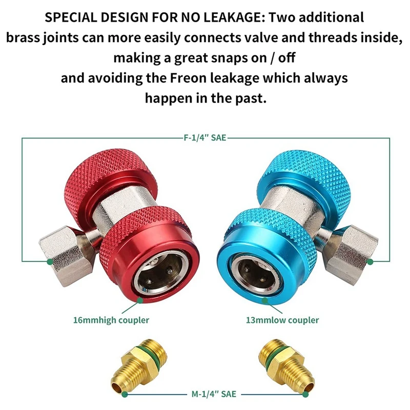 AC R134A Freon Charging Refrigerant Kit Including Adapters Quick Couplers | Cables &amp Sockets