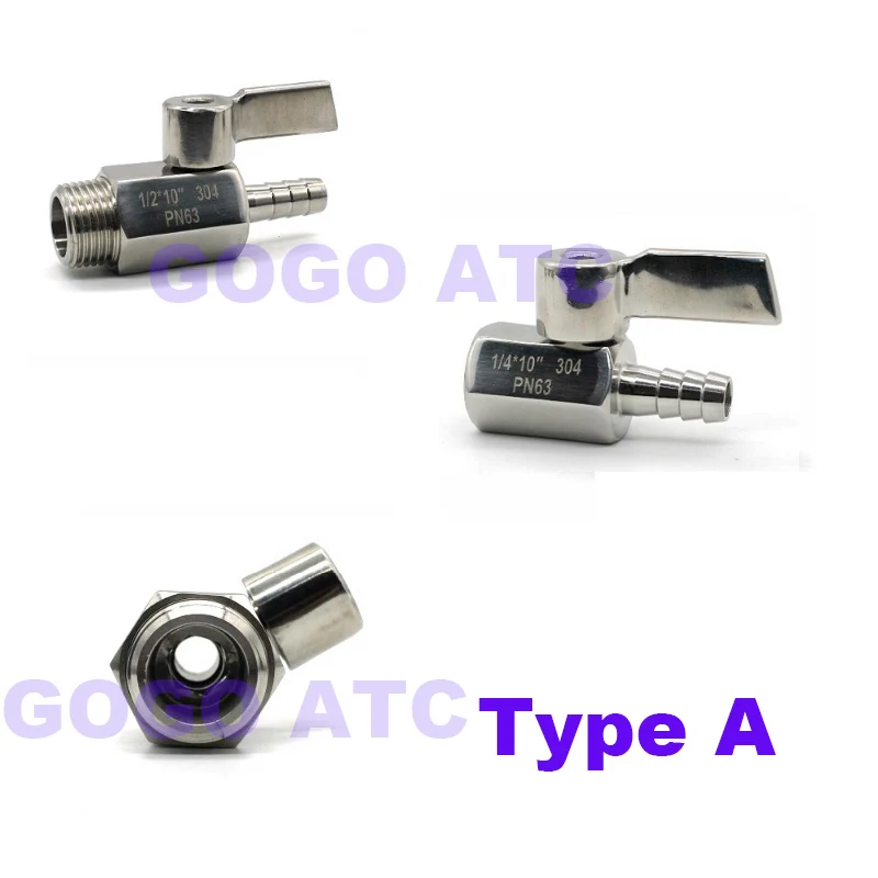 Мини шариковый клапан ручка из нержавеющей стали 1/8 1/4 3/8 1/2 до 7 мм 10 8 12 трубный