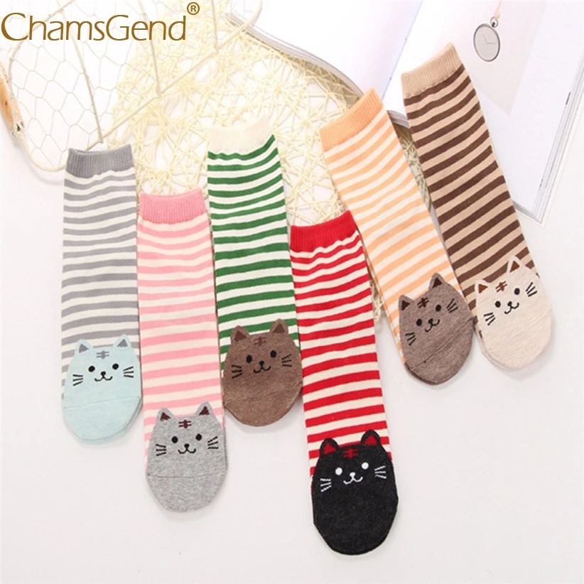 1 пара женские хлопковые носки в полоску | Женская одежда