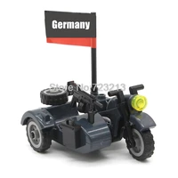 ww2 military three wheeled motorcycle moc weapon swat parts car motor model building blocks brick toy