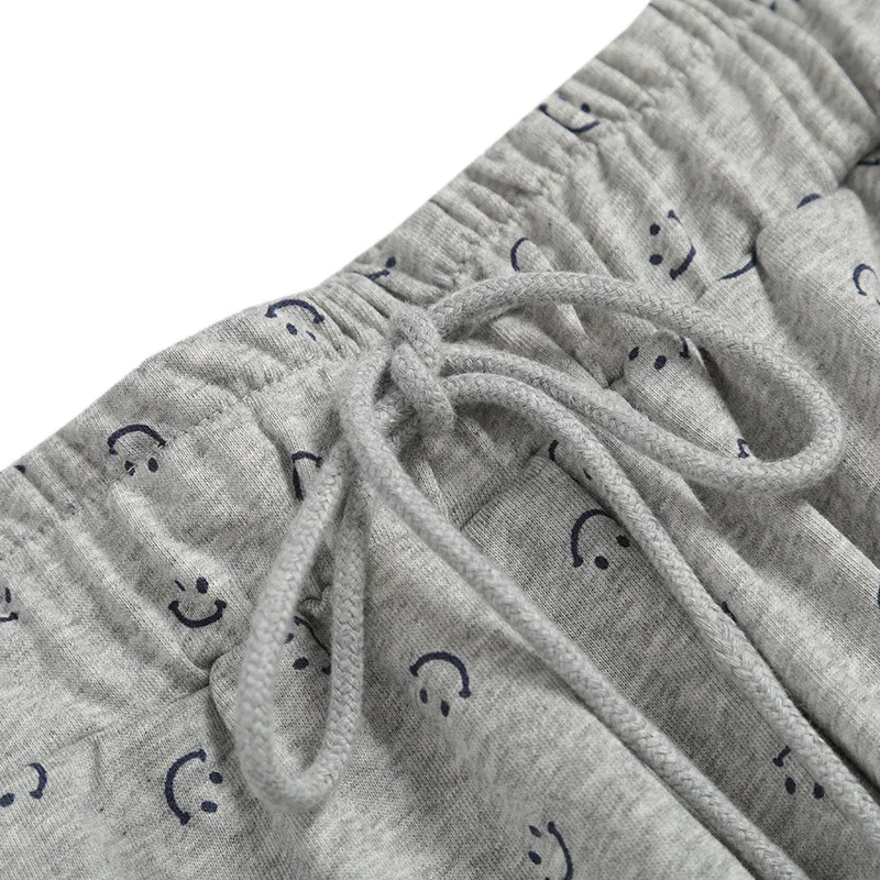 

Smile Face Print Summer Women's Trousers Ladies Slim Loose Wide Leg Pants High Waist Fashion Leg Zipper Split Women Long Pants