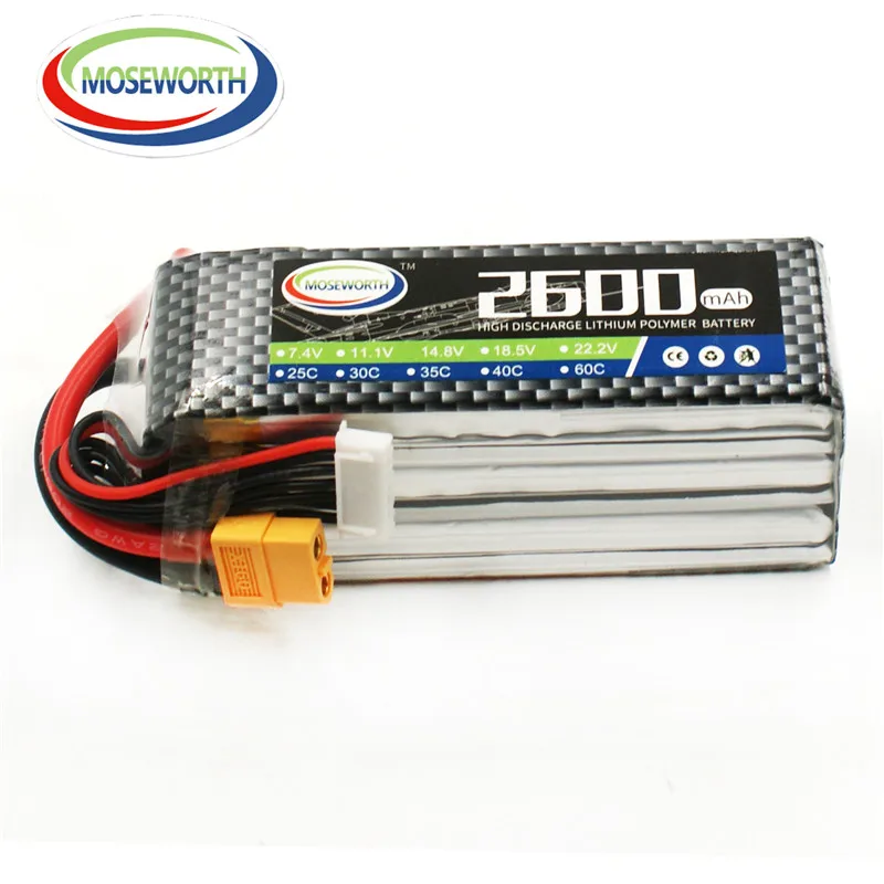 Батареи 6S 22 2 в 2600 мАч 30C RC самолет LiPo батарея для радиоуправляемого вертолета