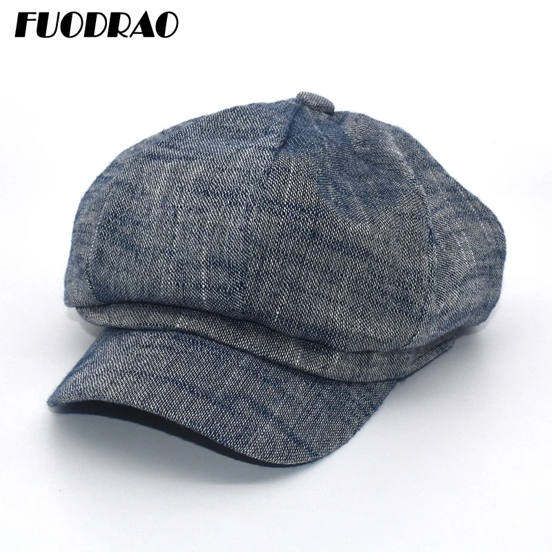 Женские Восьмиугольные шляпы FUODRAO Повседневные Дышащие хлопковые береты в