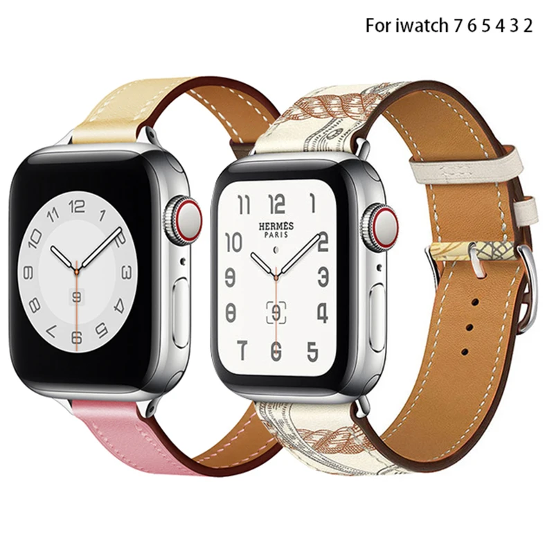 

Leather Strap for Apple Watch Band 44mm 45mm 41mm 40mm 42mm 38mm Accessorie Wristband Correa Belt iWatch Series1 2 34 5 6 SE 7
